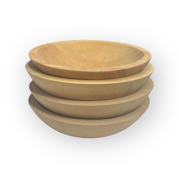 Vintage: Williams Sonoma 𖦹 Set of 4 Hand Carved Maple Salad Bowl 𖦹 - Picture 16 of 17